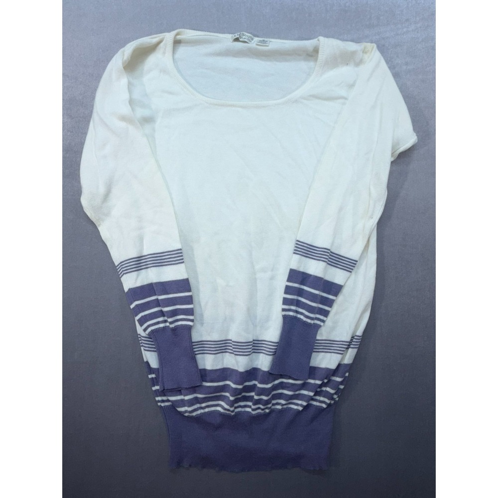 Vintage Fenn Wright Manson Cotton Women Sweater Size Small White BLue